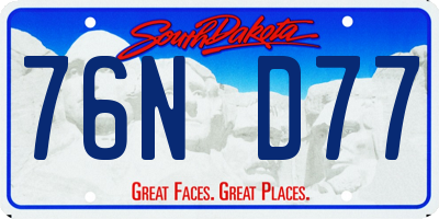 SD license plate 76ND77