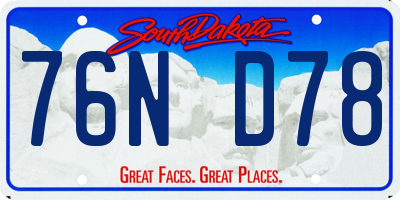 SD license plate 76ND78