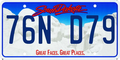 SD license plate 76ND79