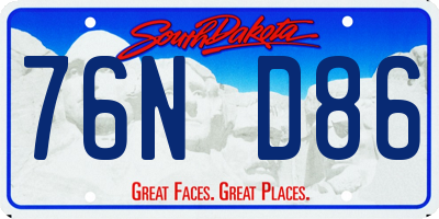 SD license plate 76ND86