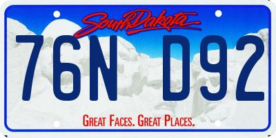 SD license plate 76ND92