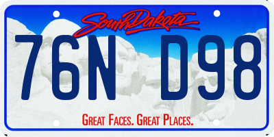 SD license plate 76ND98