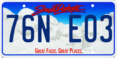 SD license plate 76NE03