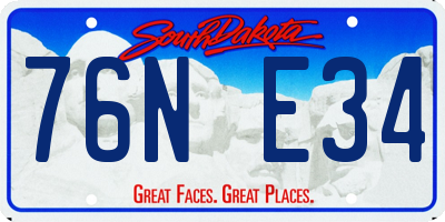 SD license plate 76NE34