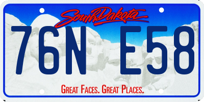 SD license plate 76NE58