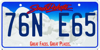 SD license plate 76NE65