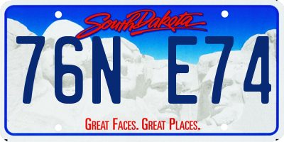 SD license plate 76NE74