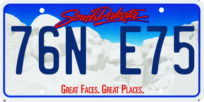 SD license plate 76NE75