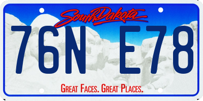 SD license plate 76NE78