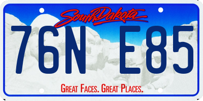 SD license plate 76NE85