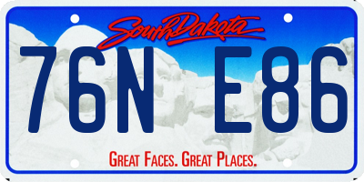SD license plate 76NE86