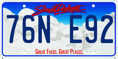 SD license plate 76NE92