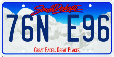SD license plate 76NE96