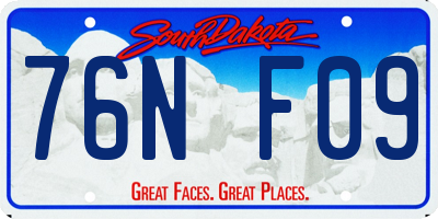 SD license plate 76NF09