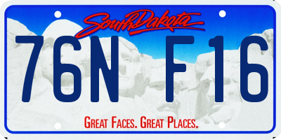 SD license plate 76NF16