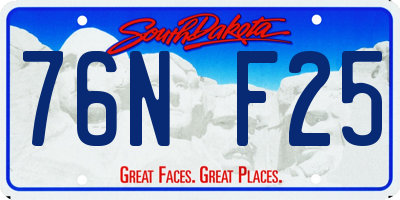 SD license plate 76NF25
