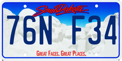 SD license plate 76NF34