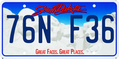 SD license plate 76NF36