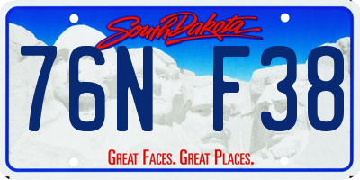 SD license plate 76NF38