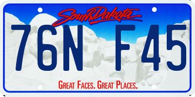 SD license plate 76NF45