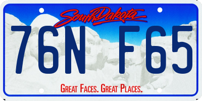 SD license plate 76NF65