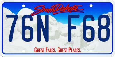 SD license plate 76NF68