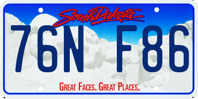 SD license plate 76NF86