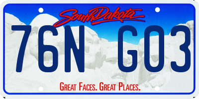 SD license plate 76NG03