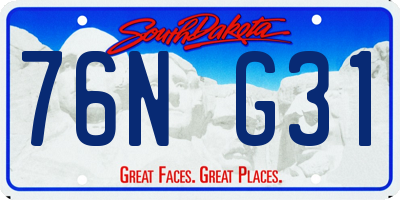 SD license plate 76NG31