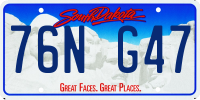 SD license plate 76NG47