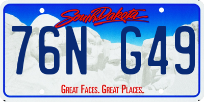 SD license plate 76NG49