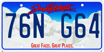 SD license plate 76NG64