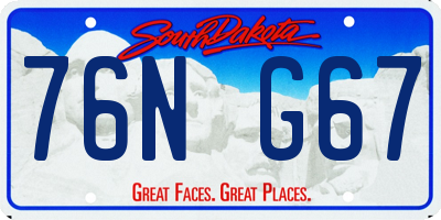 SD license plate 76NG67