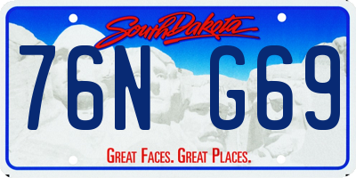 SD license plate 76NG69