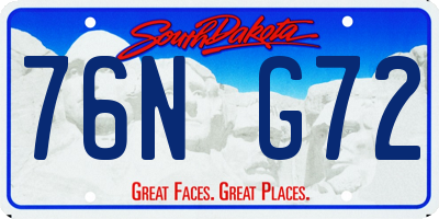 SD license plate 76NG72