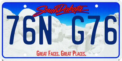 SD license plate 76NG76