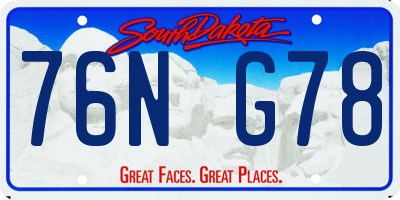 SD license plate 76NG78