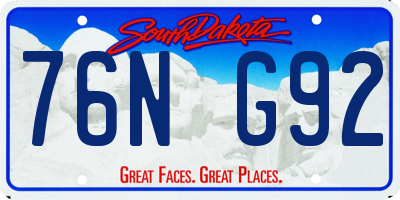 SD license plate 76NG92