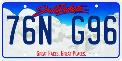 SD license plate 76NG96