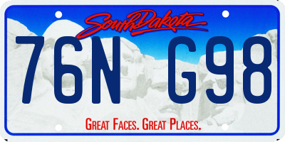 SD license plate 76NG98