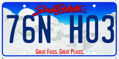 SD license plate 76NH03