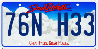SD license plate 76NH33