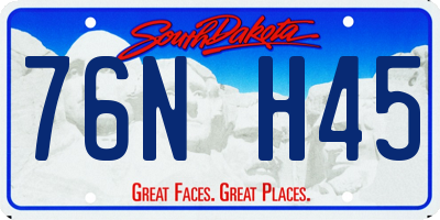 SD license plate 76NH45