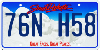 SD license plate 76NH58