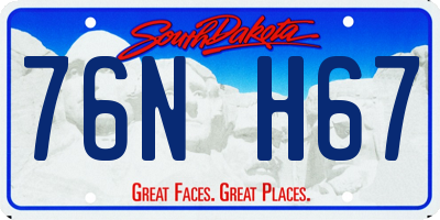 SD license plate 76NH67