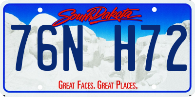 SD license plate 76NH72