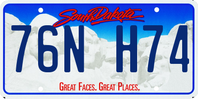 SD license plate 76NH74