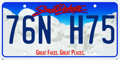 SD license plate 76NH75
