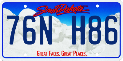 SD license plate 76NH86