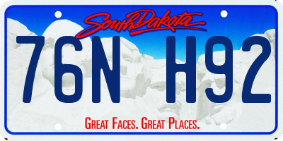 SD license plate 76NH92